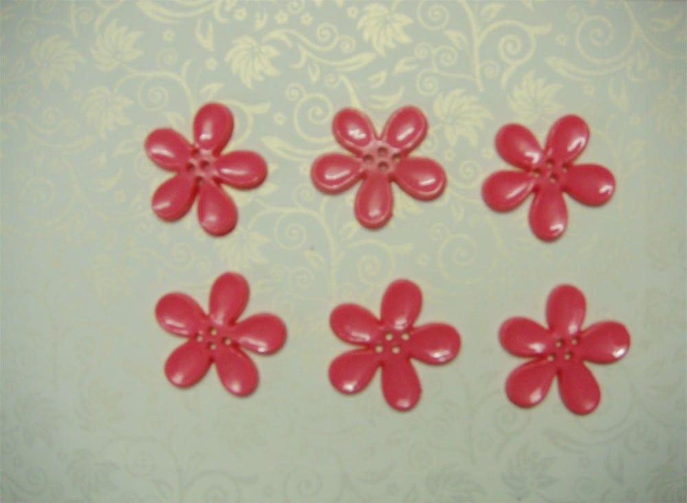 Large Plastic Flower Buttons - Dark Pink DarkPinkLargeFlowerButton Large Plastic Flower Buttons - Dark Pink