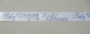 Baby Shower Ribbon - White and Purple