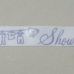 Baby Shower Ribbon - White and Purple