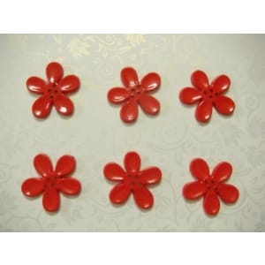 Large Plastic Flower Buttons - Red