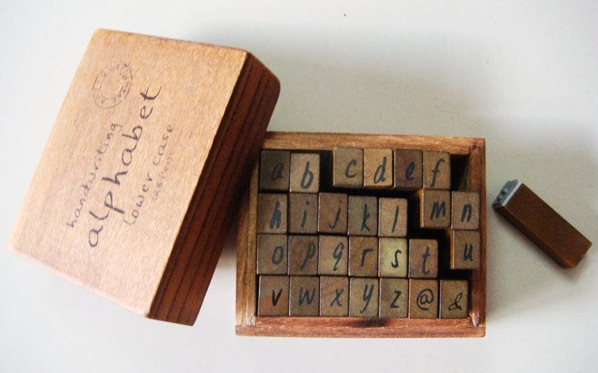 Alphabet Wooden Rubber Stamp Set - LowerCase Alphabets AlphabetLowerCaseWoodenStamp1 AlphabetLowerCaseWoodenStamp1