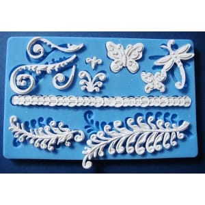 Floral Swirls Large Silicone Clay Mould