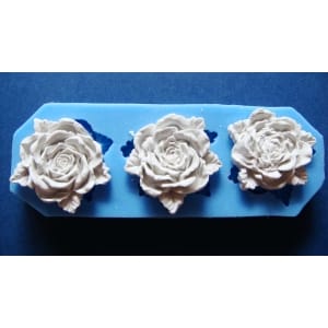 Large Rose with Leaves Silicone Clay Mould