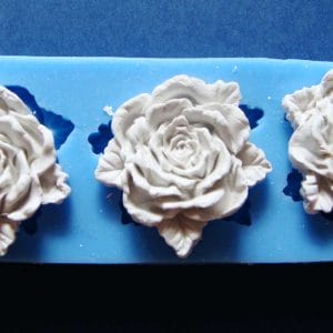 Large Rose with Leaves Silicone Clay Mould