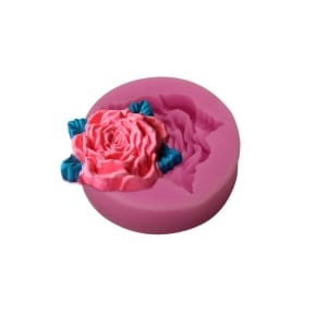 Single Flower With Leaves - Design1 Silicone Clay Mould