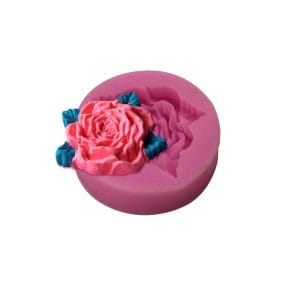 Single Flower With Leaves - Design1 Silicone Clay Mould