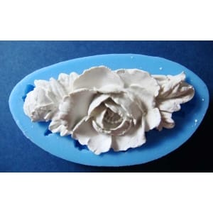 A Stem with Rose and Rose bud Silicone Clay Mould