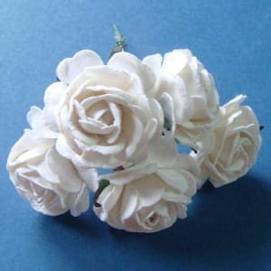 Mulberry Paper Roses (Large) - White