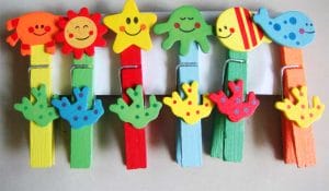 Assorted Wooden Clips - Funny Faces
