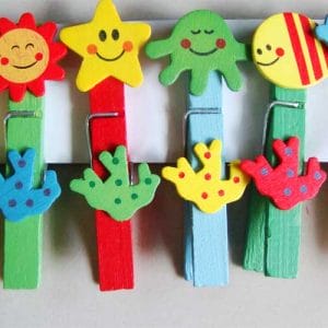 Assorted Wooden Clips - Funny Faces