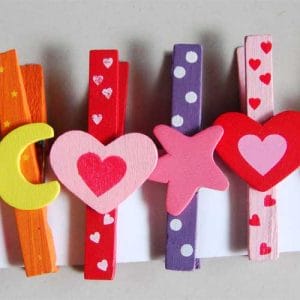 Assorted Wooden Clips - Stars, Moons and Hearts