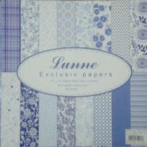 Assorted 12x12 Lunne Paper Pack -Blue (Set of 32 sheets)