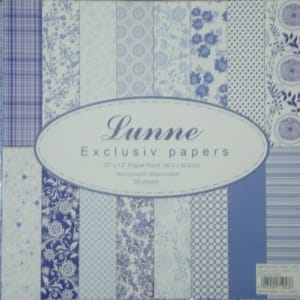 Assorted 12x12 Lunne Paper Pack -Blue (Set of 32 sheets)