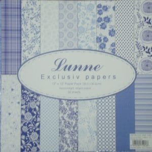 Assorted 12x12 Lunne Paper Pack -Blue (Set of 32 sheets)