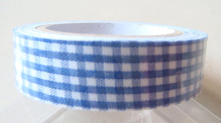 Checkered Print - Blue - Fabric Tape CAFT 01 Checkered Print - Blue - Fabric Tape