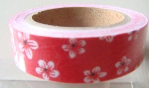 Cherry Flower Print - Red - Fabric Tape