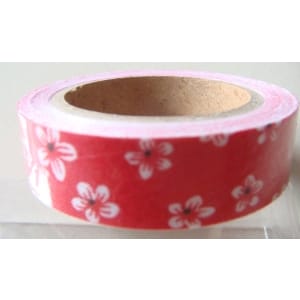 Cherry Flower Print - Red - Fabric Tape