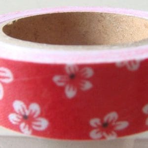 Cherry Flower Print - Red - Fabric Tape