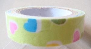 Hearts Print - Light Green - Fabric Tape