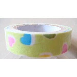 Hearts Print - Light Green - Fabric Tape