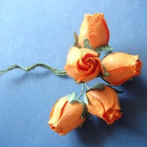 Mulberry Paper Rose Buds (Large) - Orange