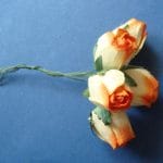Mulberry Paper Rose Buds (Large) - Cream and Orange