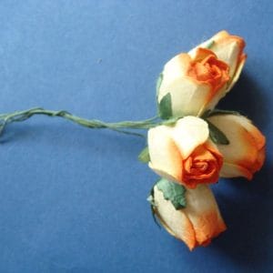 Mulberry Paper Rose Buds (Large) - Cream and Orange