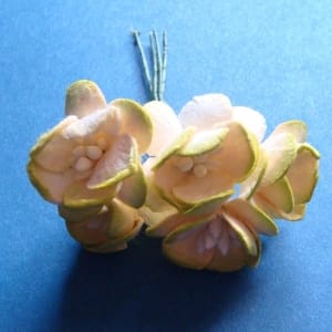 Mulberry Cherry Blossoms - Green and White (Pack of 10 flowers)