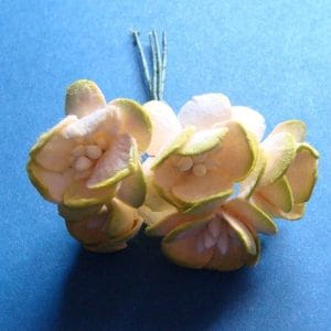 Mulberry Cherry Blossoms - Green and White (Pack of 10 flowers)