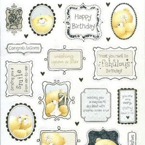 Paper Mania Die Cut Sentiment Stickers - Teddy