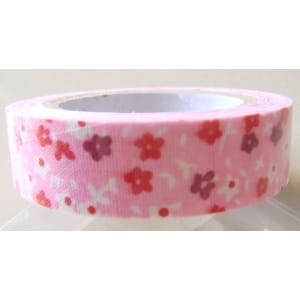 Floral Print - Red and Light Pink - Fabric Tape