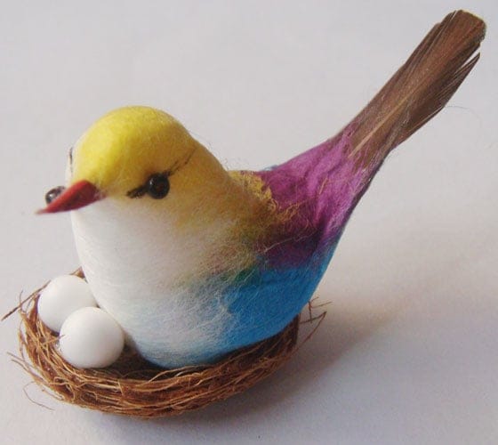 Artificial Bird with Nest and Eggs CAAB 1 1 Artificial Bird with Nest and Eggs - Yellow