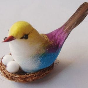 Artificial Bird with Nest and Eggs - Yellow
