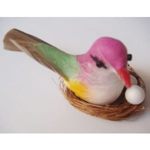 Artificial Bird with Nest and Eggs - Purple