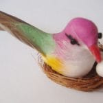 Artificial Bird with Nest and Eggs - Purple