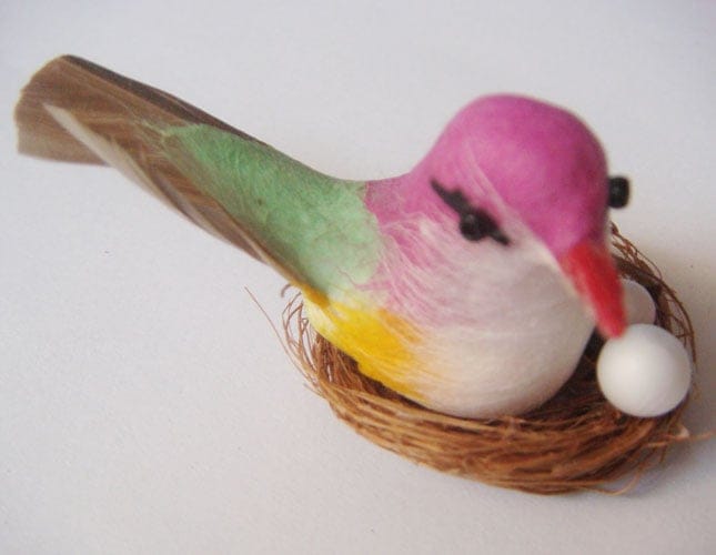 Artificial Bird with Nest and Eggs CAAB 2 1 Artificial Bird with Nest and Eggs - Purple