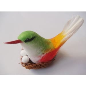 Artificial Bird with Nest and Eggs - Green