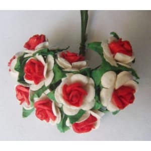 Mulberry Paper Roses - White and Red
