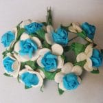 Mulberry Paper Roses - White and Blue (A pack contains 10 roses)