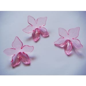 Plastic Curled Flowers - Baby Pink (Pack of 10 flowers)