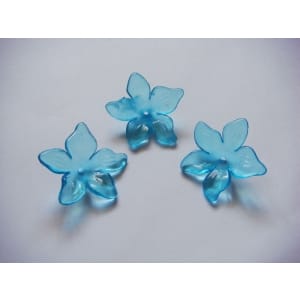 Plastic Curled Flowers - Sea Blue (Pack of 10 flowers)