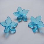 Plastic Curled Flowers - Sea Blue (Pack of 10 flowers)