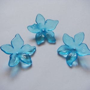 Plastic Curled Flowers - Sea Blue (Pack of 10 flowers)