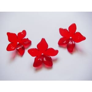 Plastic Curled Flowers - Red (Pack of 10 flowers)