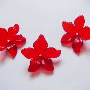 Plastic Curled Flowers - Red (Pack of 10 flowers)