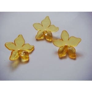 Plastic Curled Flowers - Yellow (Pack of 10 flowers)