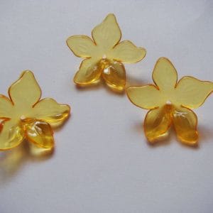 Plastic Curled Flowers - Yellow (Pack of 10 flowers)