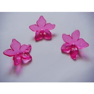 Plastic Curled Flowers - Dark Pink (Pack of 10 flowers)