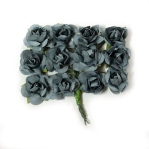Mulberry Paper Roses - Grey (Pack of 24 roses)