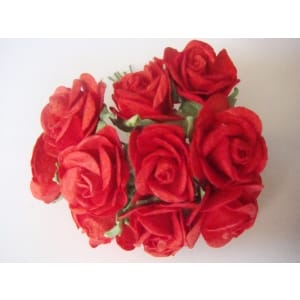 Mulberry Paper Roses (1 inch) - Red